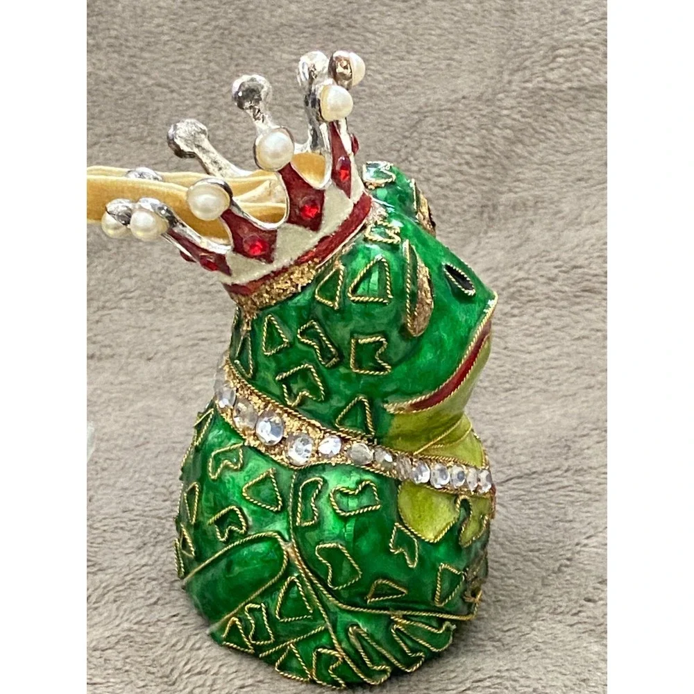 CLOISONNE Green FROG PRINCE Christmas Ornament by Dillards Trimmings NWT